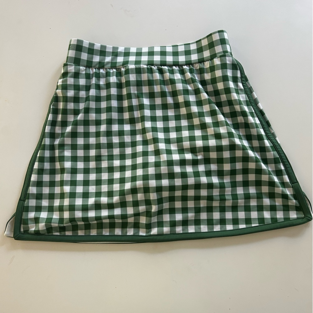 Tuckernuck Green and White Checkered A-Line Skirt